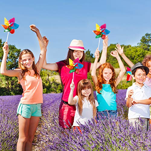 Hestya Molinillos de Arco Iris de Plástico, Molinillo de Fiesta Juego de Molinillos de Viento de Césped de DIY para Adolescentes Juguete Adornos de Jardín Fiesta Césped (36 Piezas, Multicolor B)