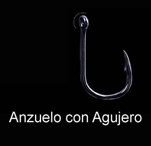 HeyNana Caja con 500 Anzuelos Variados con Agujero, De Acero al Carbono para Pesca. Calidad Profesional. Alta dureza.