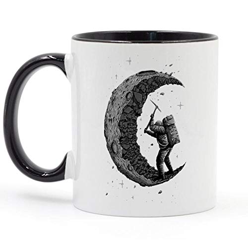 HHGHF Excavando La Luna Taza De Diseño Café Leche Taza De Cerámica Regalos Creativos De Bricolaje 11Oz-Black_301-400Ml