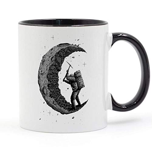 HHGHF Excavando La Luna Taza De Diseño Café Leche Taza De Cerámica Regalos Creativos De Bricolaje 11Oz-Black_301-400Ml