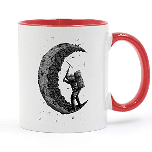 HHGHF Excavando La Luna Taza De Diseño Café Leche Taza De Cerámica Regalos Creativos De Bricolaje 11Oz-Red_301-400Ml