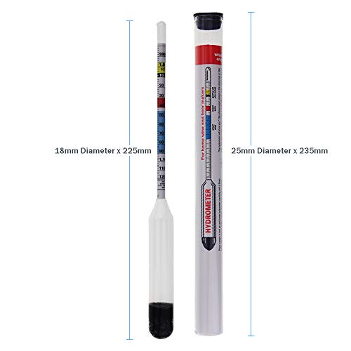 Hidrómetro con probeta de muestra de 100 ml incluida, para vino y cerveza artesanos