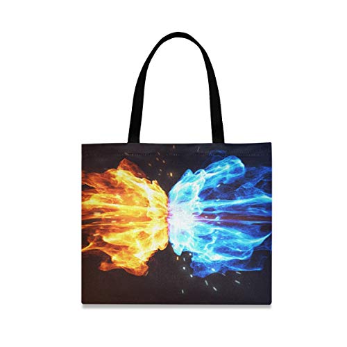 Hielo De Fuego 3D Agua Azul Bolsa de Mano de Compra Reutilizable Portátil Bolsa al Hombro ecológica para viajes Mujeres Niñas