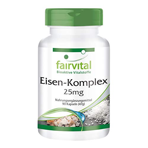 Hierro Complex 25mg - VEGANO - Dosis elevada - 90 Cápsulas - Calidad Alemana