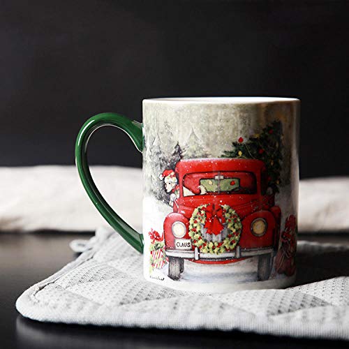 High Quality Christmas Cars Printed Coffee Mugs Thicken 450Ml Porcelain Handgrip Ceramic Cups Cute Cup Drinkware