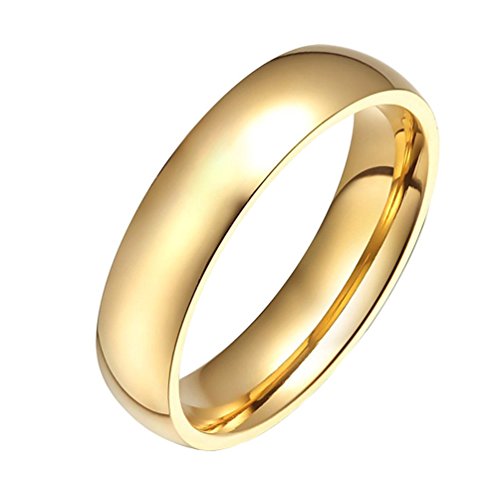 HIJONES Joyería Mujeres Acero Inoxidable 18K Oro Anillo Plateado Talla 19