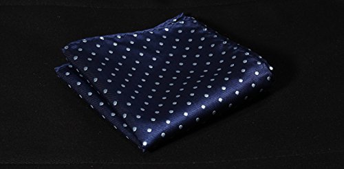 HISDERN Dot Floral Wedding Tie Panuelo para hombres Corbata y bolsillo cuadrado azul marino