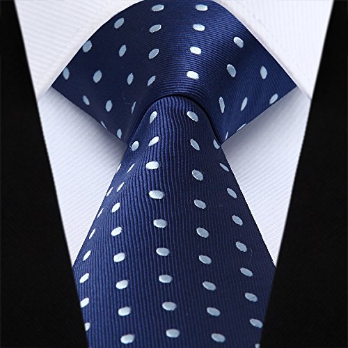 HISDERN Dot Floral Wedding Tie Panuelo para hombres Corbata y bolsillo cuadrado azul marino