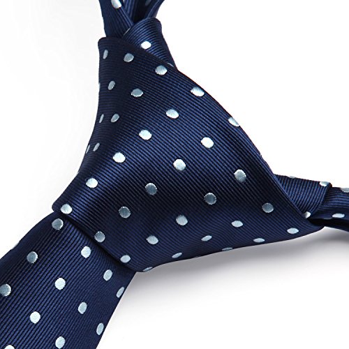 HISDERN Dot Floral Wedding Tie Panuelo para hombres Corbata y bolsillo cuadrado azul marino