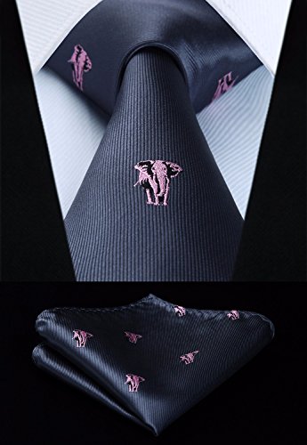 HISDERN Elephant Wedding Party Tie Panuelo corbata de los hombres y juego de bolsillo cuadrado