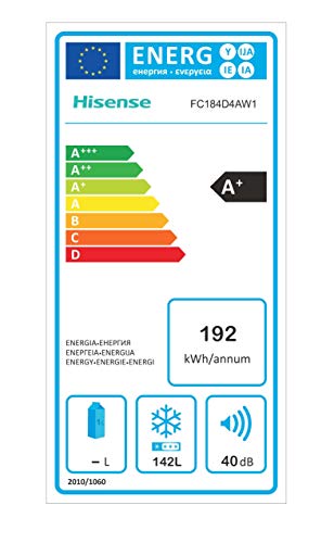 HISENSE FC184D4AW1 - Congelador de Pozo 142 L de capacidad, clase energética A+. Dimensiones: 62,5 x 55,9 x 85,4 cm, color blanco