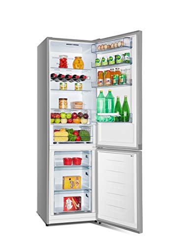 Hisense RB438N4BC3 - Frigorífico Combi No Frost, Acabado Inox, Clase A+++, Capacidad Neta 334L, 200 Cm Alto, Compresor Inverter,Cajón 0º, Botellero cromado,Silencioso 37db