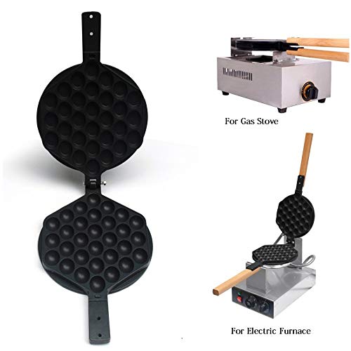 HIUGHJ Molde para gofres Huevo Bubble Cone Maker Eggettes Rodillo Sartén Antiadherente Utensilios de Cocina para Gas eléctrico, Negro