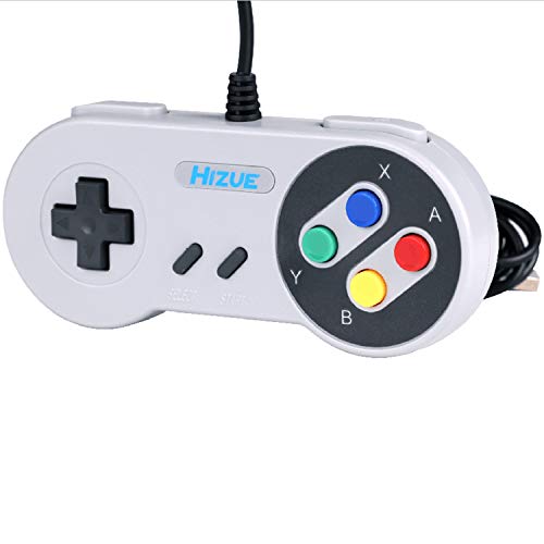 Hizue Mando Snes Usb (2 Pack,10ft/3M), Super Snes Controller Gamepad Joystick para PC,MAC,Windows,Ubuntu Linux,Android/RetroPie,Raspberry Pi 3,Recalbox/Genesis,SNES,NES