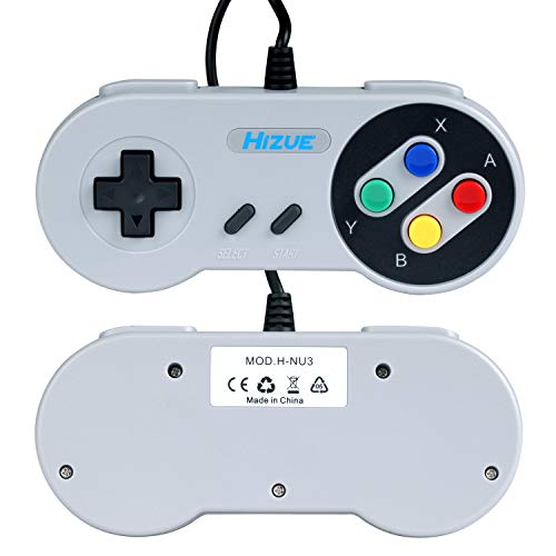 Hizue Mando Snes Usb (2 Pack,10ft/3M), Super Snes Controller Gamepad Joystick para PC,MAC,Windows,Ubuntu Linux,Android/RetroPie,Raspberry Pi 3,Recalbox/Genesis,SNES,NES