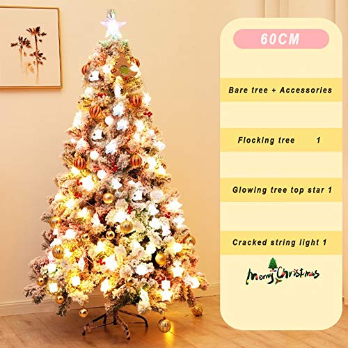 HJSGXXN Arbol De Navidad Blanco Flocado Arbol Artificial Simulación Spray De Nieve Decoración De Esculturas De Hielo Paquete De Decoración De Navidad (Size : 60cm)