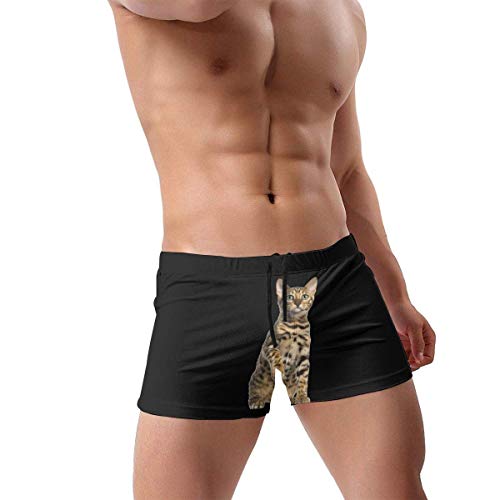 HKKH Gato de Bengala de Aspecto Salvaje Trajes de baño para Hombres Bañador Largo básico Bóxer Boxers Shorts de baño Trajes de baño