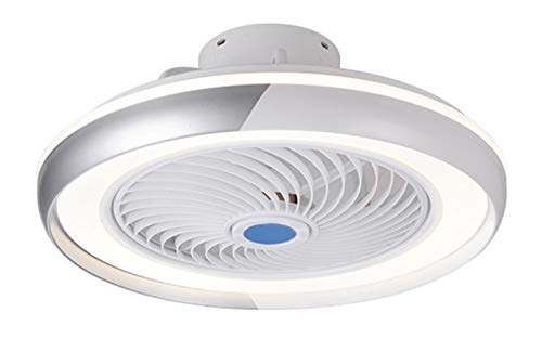 HKLY LED Invisible Ventilador de Techo con Luz y Mando a Distancia, Ventilador Silencioso Control Remoto Regulables Tiempo Lámpara de Techo para Sala de Estar Dormitorio Habitación Infantil 60W,Gris