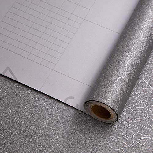 Hode Papel Adhesivo para Muebles Cocina Puerta Pared Papel Pintado Vinilo Decorativo Pegatinas Impermeable Textura de Seda 40X200cm (Gris)