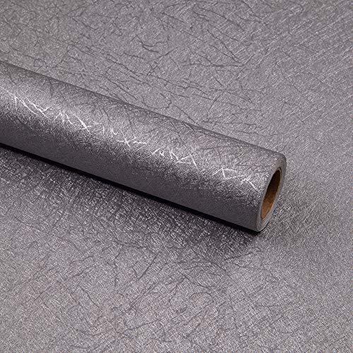 Hode Papel Adhesivo para Muebles Cocina Puerta Pared Papel Pintado Vinilo Decorativo Pegatinas Impermeable Textura de Seda 40X200cm (Gris)