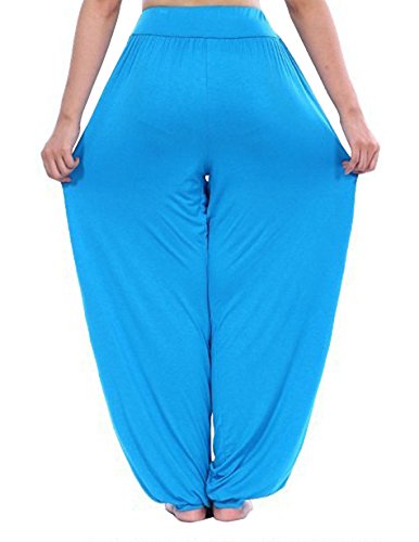 Hoerev Pantalón ancho de Yoga, tejido elástico muy suave - Azul -