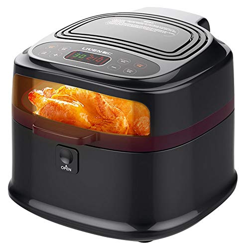 Hogar Aire Freidora Sin Aceite Nueva Automático De Múltiples Funciones De Gran Capacidad Fries Inteligente Franceses Máquina LED De Pantalla Táctil Digital Rápida Y Saludable Cocinar 1200W-8L (negro)