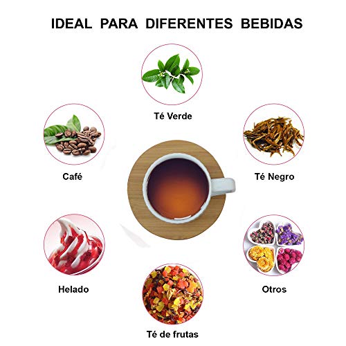 Hogar y Mas Juego de Café Azul Moderno, 6 Tazas con Platos de Bambú. Tazas de Café 6 Unidades, 100 ml