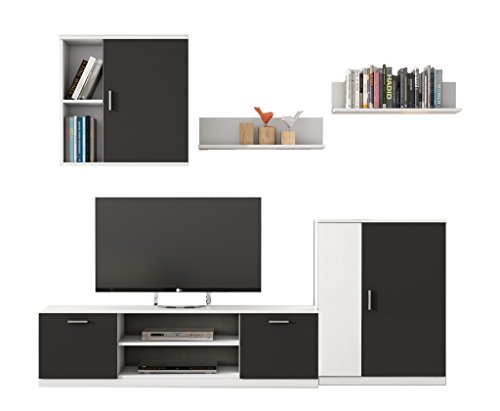 HOGAR24 Mueble de salón Moderno Modular Lacado Blanco y Negro.