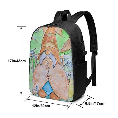 HOIH Oliver Bari The GNOME Mochila USB de Viaje de Moda, Mochilas de Negocios para computadora de 17 Pulgadas Mochila para Estudiantes Mochila Informal para Senderismo