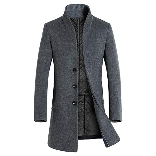 Hombre Invierno Abrigo,JiaMeng Chaqueta para Hombre,Ligero Chaqueta Abajo Cálido Trinchera de Invierno Botón Largo Outwear Abrigo Elegante Abrigos(Gris,M)