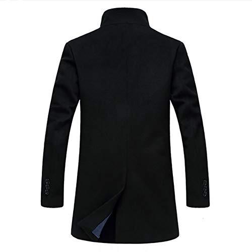 Hombre Invierno Abrigo,JiaMeng Chaqueta para Hombre,Ligero Chaqueta Abajo Cálido Trinchera de Invierno Botón Largo Outwear Abrigo Elegante Abrigos(Negro,2XL)