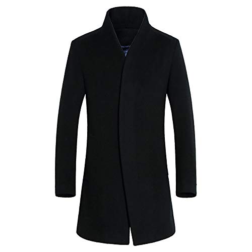 Hombre Invierno Abrigo,JiaMeng Chaqueta para Hombre,Ligero Chaqueta Abajo Cálido Trinchera de Invierno Botón Largo Outwear Abrigo Elegante Abrigos(Negro,2XL)