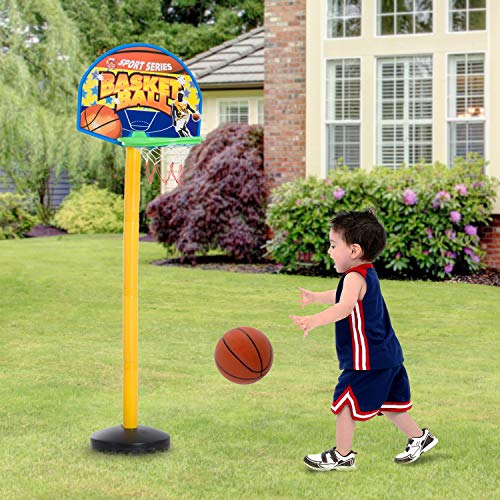 HOMCOM Cesta Soporte Tablero Baloncesto Portátil Canasta de Baloncesto Portátil Aro de Baloncesto Infantil para Interior y Exterior PE 44x33x42cm