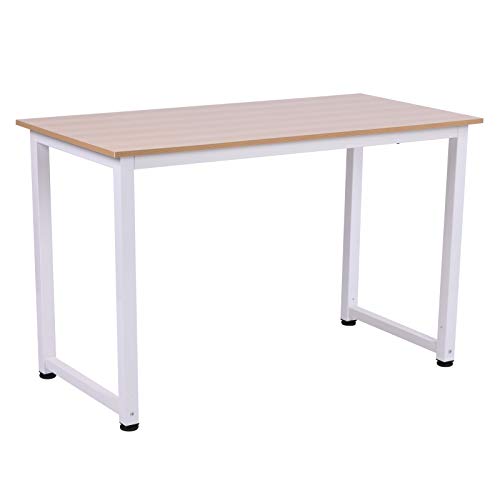 HOMCOM Mesa de Ordenador Escritorio para Hogar Oficina con Pies Ajustables Mobiliario Simple de Oficina 120x60x76cm Carga 100kg Marco Metal