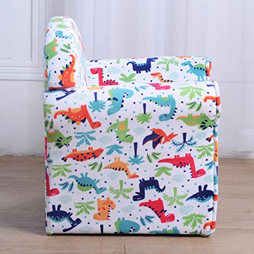 HOMCOM Sillón Infantil Sofá Sillón para Niños con Dibujos Mini Sofá 50x39x44cm Estructura de Madera Cubierta de Franela Multicolor