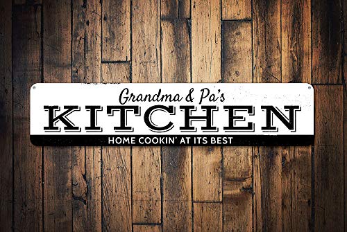 Home Cookin' At Its Best Sign, Personalised Name Kitchen Sign, Custom Chef Cook Sign, Metal Kitchen Decor - Quality Aluminum Kitchen Decor, Metal Signs Tin Plaque Wall Art Poster 18"x4"