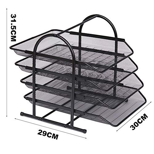 Home-Neat Bandeja Extraible de Papel para Oficina, Organizador de Escritorio de Rejilla con Bandeja 4, Gran Tamaño para A4 Papel, Documentos, y Material de Oficina (Negro)