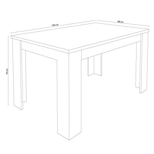 HomeSouth - Mesa de Comedor Extensible, Modelo Corfu Color Cambria, Medidas Mesa: 138 x 76 x 88 cm de Fondo