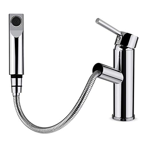 HOMFA Grifo Extraible con Ducha Caliente y Fría para Baño y Cocina Grifería de lavabo Extraible con Tubo de Extensión de 70cm-80cm