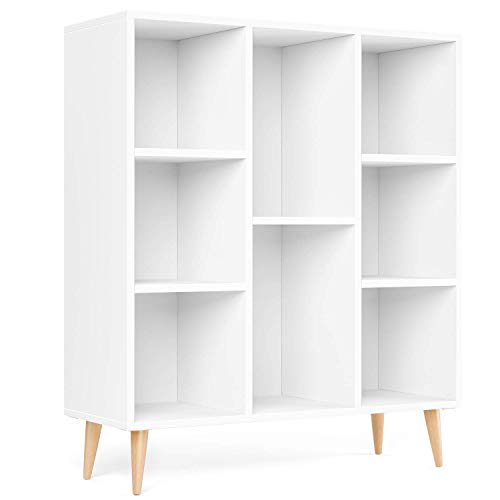 Homfa Librería Estantería Blanca Mueble Auxiliar Madera para Salón Dormitorio Oficina Nórdico con 8 Cubos para Libros 80X29.5X93cm