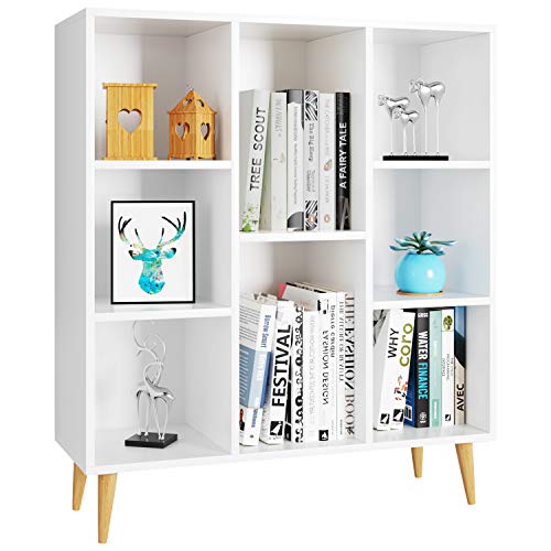 Homfa Librería Estantería Blanca Mueble Auxiliar Madera para Salón Dormitorio Oficina Nórdico con 8 Cubos para Libros 80X29.5X93cm