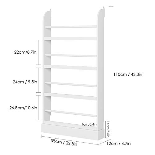 Homfa Librería Infantil para Niños Estantería de Pared Estantería Infantil para Libros Revistas con 4 Estantes Blanco 58x12x110cm