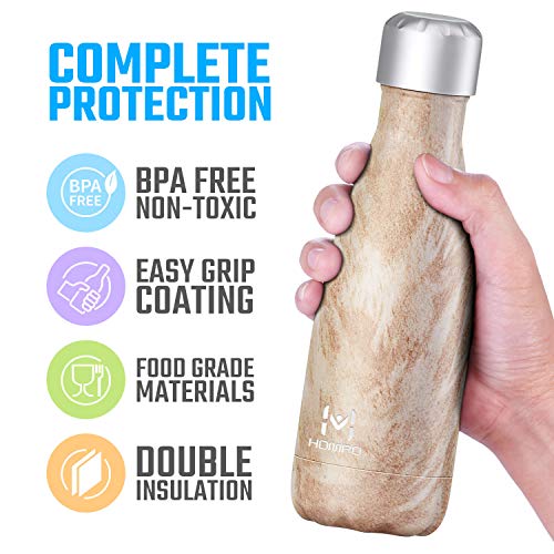 HOMPO Botella de Agua de Acero Inoxidable Botella Termica 500ml, Botella Sin Bpa & Eco Friendly, Mantiene Bebidas frías por 24h y Calientes por 12h, Adecuada para Viaje, Deporte, Bicicleta, Gimnasio