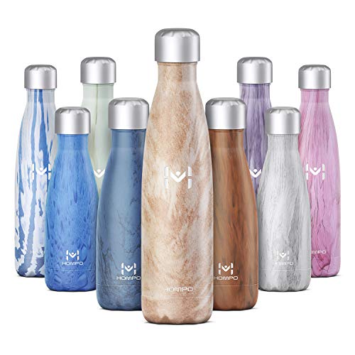 HOMPO Botella de Agua de Acero Inoxidable Botella Termica 500ml, Botella Sin Bpa & Eco Friendly, Mantiene Bebidas frías por 24h y Calientes por 12h, Adecuada para Viaje, Deporte, Bicicleta, Gimnasio