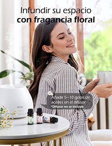 Homsay 6 * 10ml Aceites Esenciales Florales, Flores Aceites Esenciales para Humidificador Difusor Aromaterapia, 100% Puro Natural Set de Regalo de Perfume de Aceites