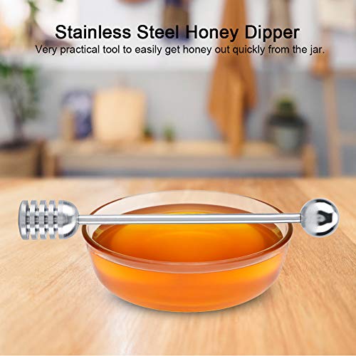 Honey Dipper Acero Inoxidable Sólido Honey Stirrer Spoon Anti-Rust Mixing Stick Tool para Honey Jam Jar Dispensar