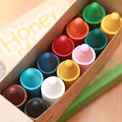 Honeysticks Ceras de Colores 100% Pura Cera de Abeja (12 Unidades) Naturales, No Tóxicas, Seguras para Niños, Hechas a Mano en Nueva Zelanda, para Mayores de 1 Año