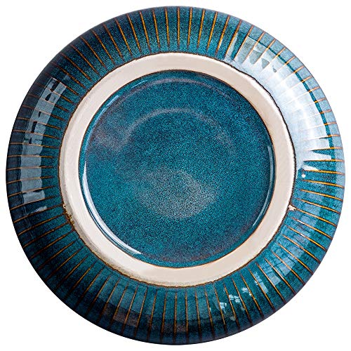 Hoteck - Ensaladera de cerámica, gran porcelana, 21 cm, color azul
