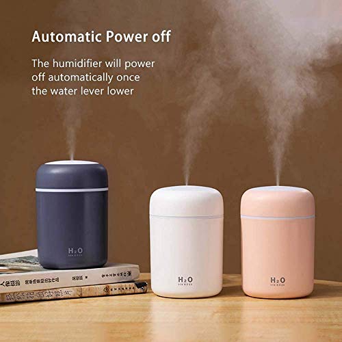 HOUFIL Humidificador Mini - Unidad de humidificación de Primera Calidad con Tanque de Agua de 300ml, Funcionamiento ultrasónico silencioso, Apagado automático y función de luz Nocturna (Negro)