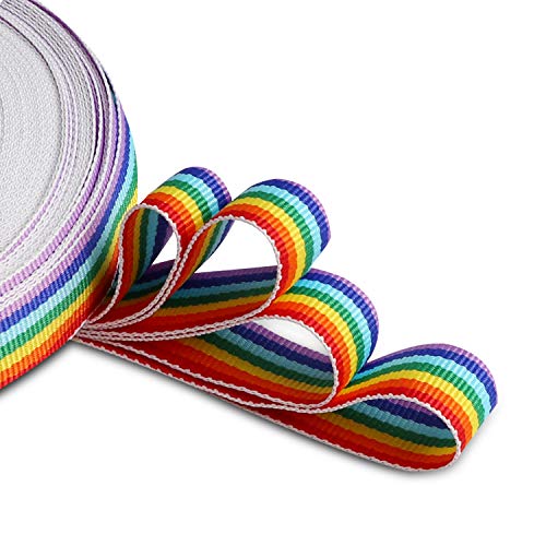 HOWAF 15mm Rainbow Pride Ribbon Nastro grossgrain para Orgullo Gay LGBT, Envoltura Regalos, Fiesta de Boda Decoración, DIY Manualidades, 20M